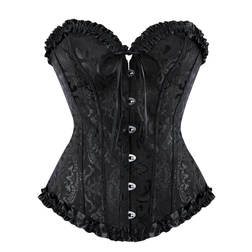5874 Overbust Boned Corset Burlesque Basque Top Lace-Up Costume Waist